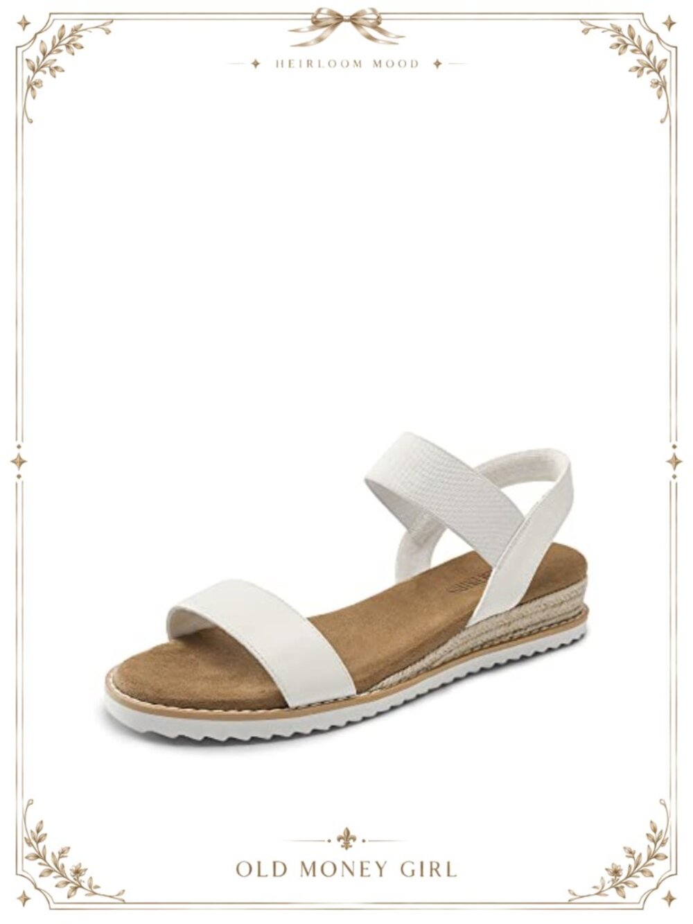 Wedge Sandals with Faux Leather Elastic Ankle Strap Padded Insole Summer